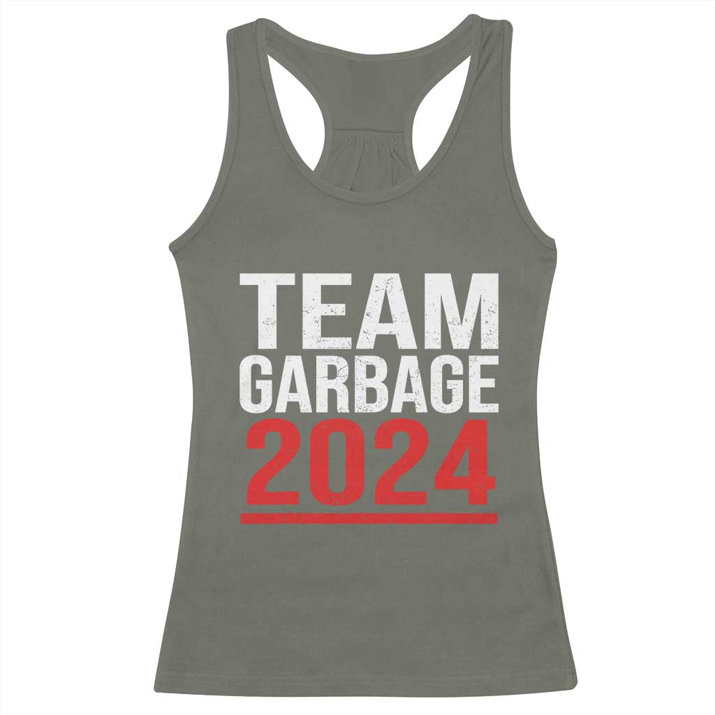 Team Garbage 2024 Racerback Tank Top For Trump 47th President TS02 Military Green Print Your Wear