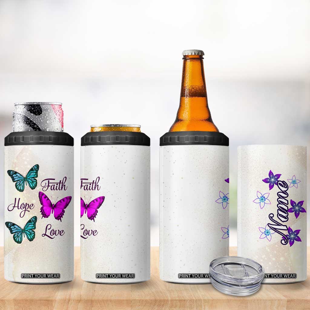 Faith Hope Love Butterfly 4 in 1 Can Cooler Tumbler Personalized TS04 Print Your Wear