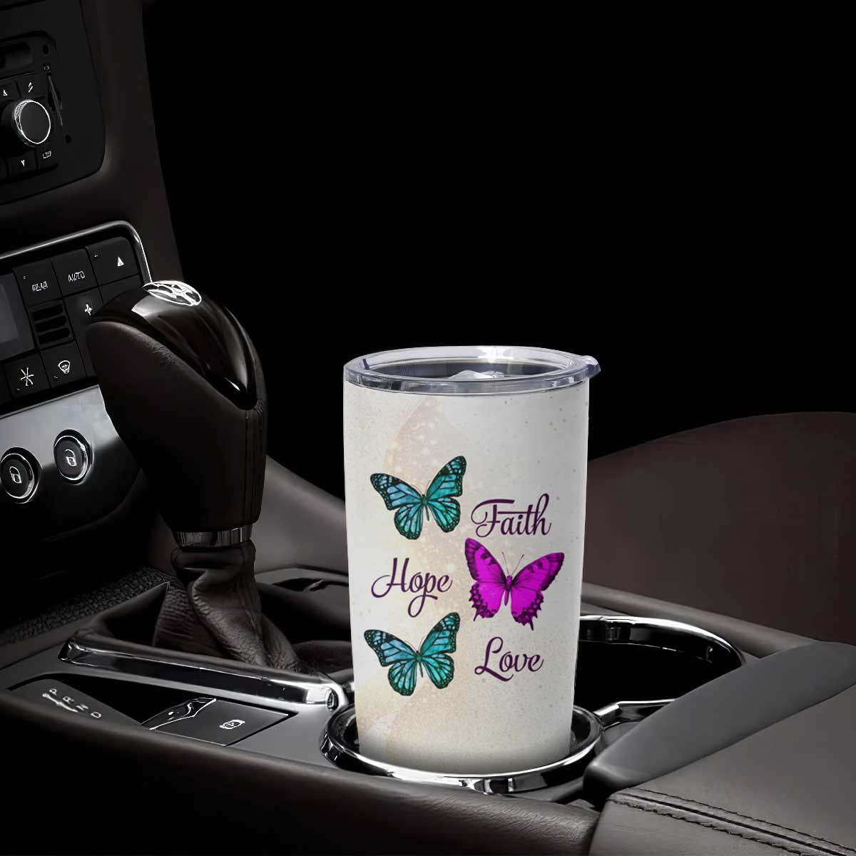Faith Hope Love Butterfly Tumbler Cup Personalized TS04 Print Your Wear