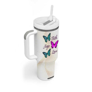 Faith Hope Love Butterfly Tumbler With Handle Personalized TS04 Print Your Wear