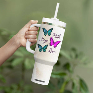 Faith Hope Love Butterfly Tumbler With Handle Personalized TS04 Print Your Wear