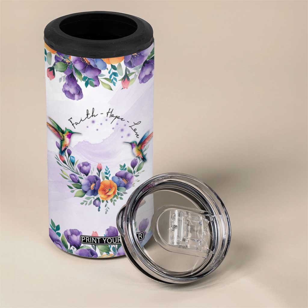 Hummingbird Faith Personalized 4 in 1 Can Cooler Tumbler Personalized TS04 Print Your Wear