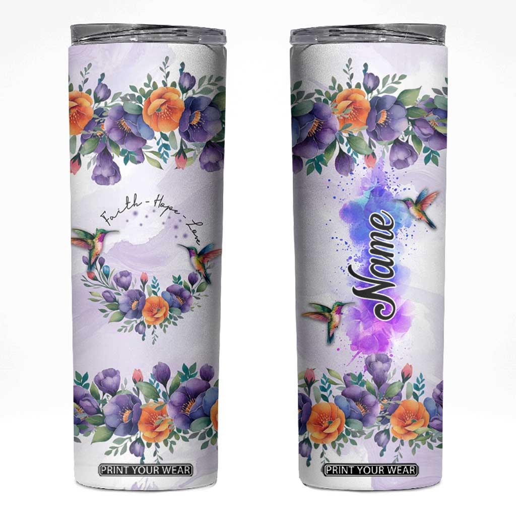 Hummingbird Faith Personalized Skinny Tumbler Personalized TS04 Multicolor Print Your Wear