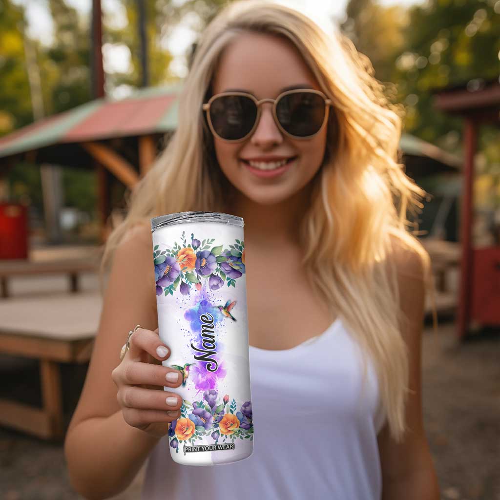 Hummingbird Faith Personalized Skinny Tumbler Personalized TS04 Print Your Wear
