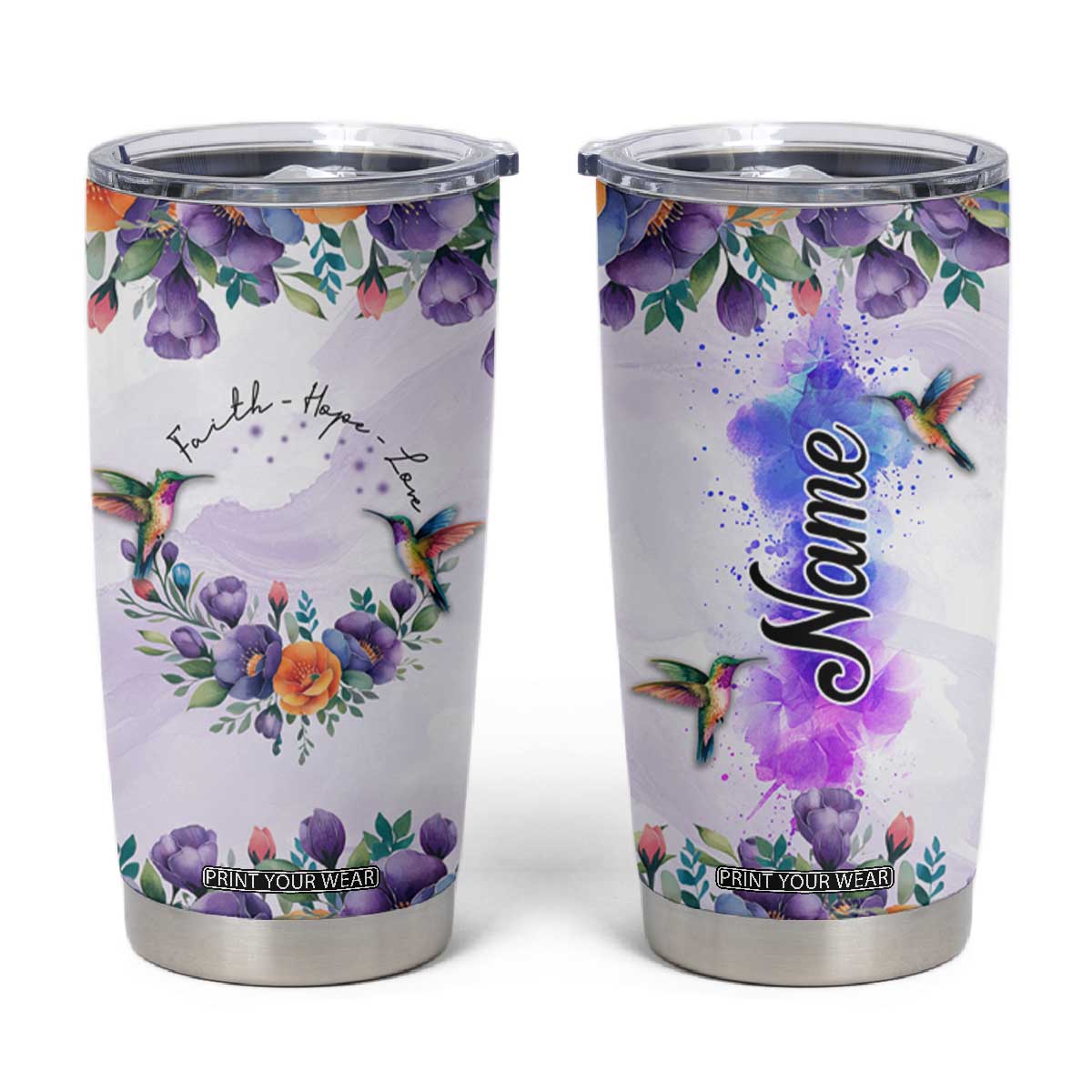 Hummingbird Faith Personalized Tumbler Cup Personalized TS04 Multicolor Print Your Wear