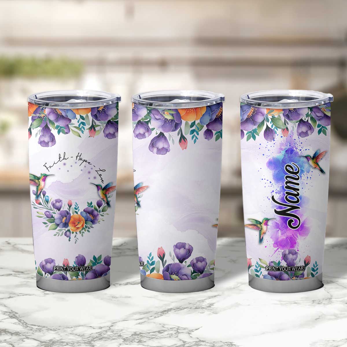 Hummingbird Faith Personalized Tumbler Cup Personalized TS04 Print Your Wear