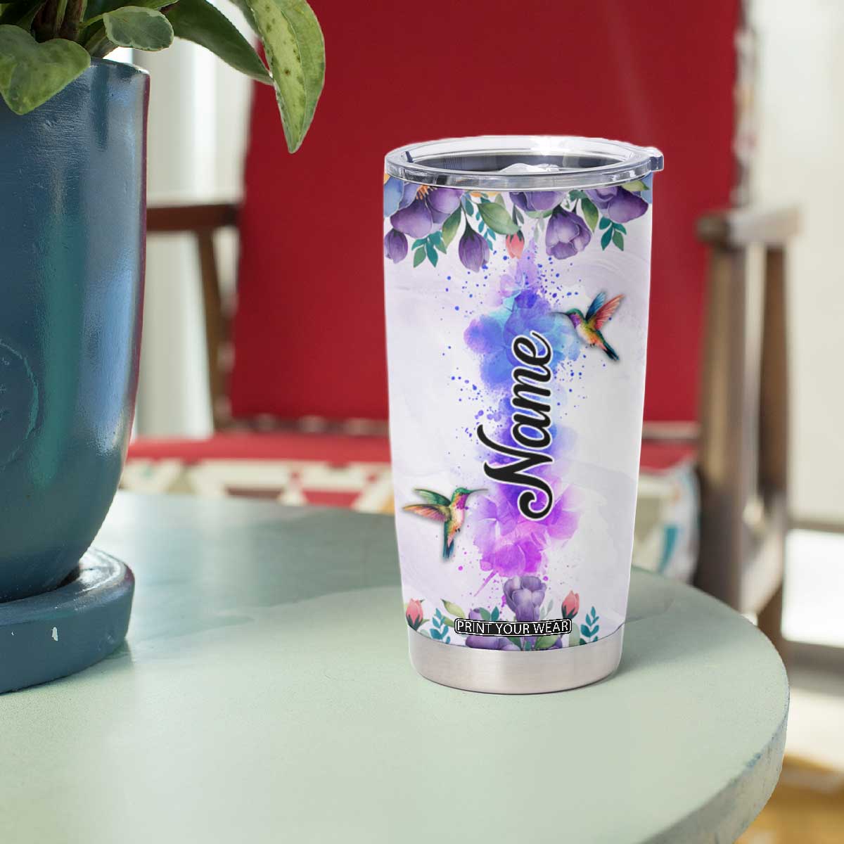 Hummingbird Faith Personalized Tumbler Cup Personalized TS04 Print Your Wear