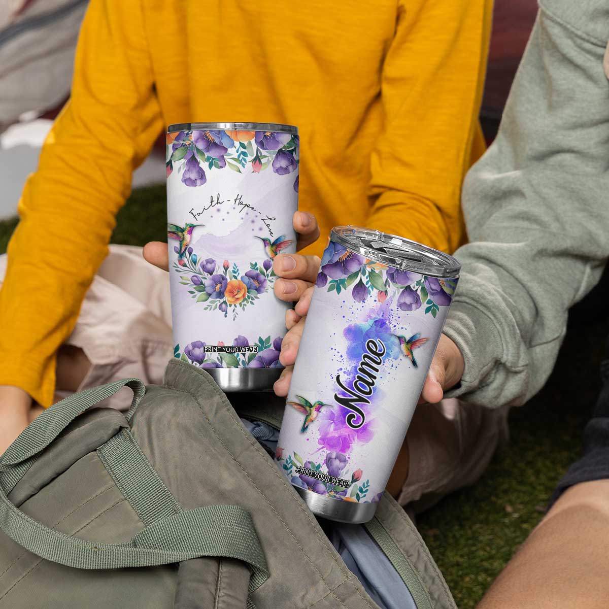 Hummingbird Faith Personalized Tumbler Cup Personalized TS04 Print Your Wear