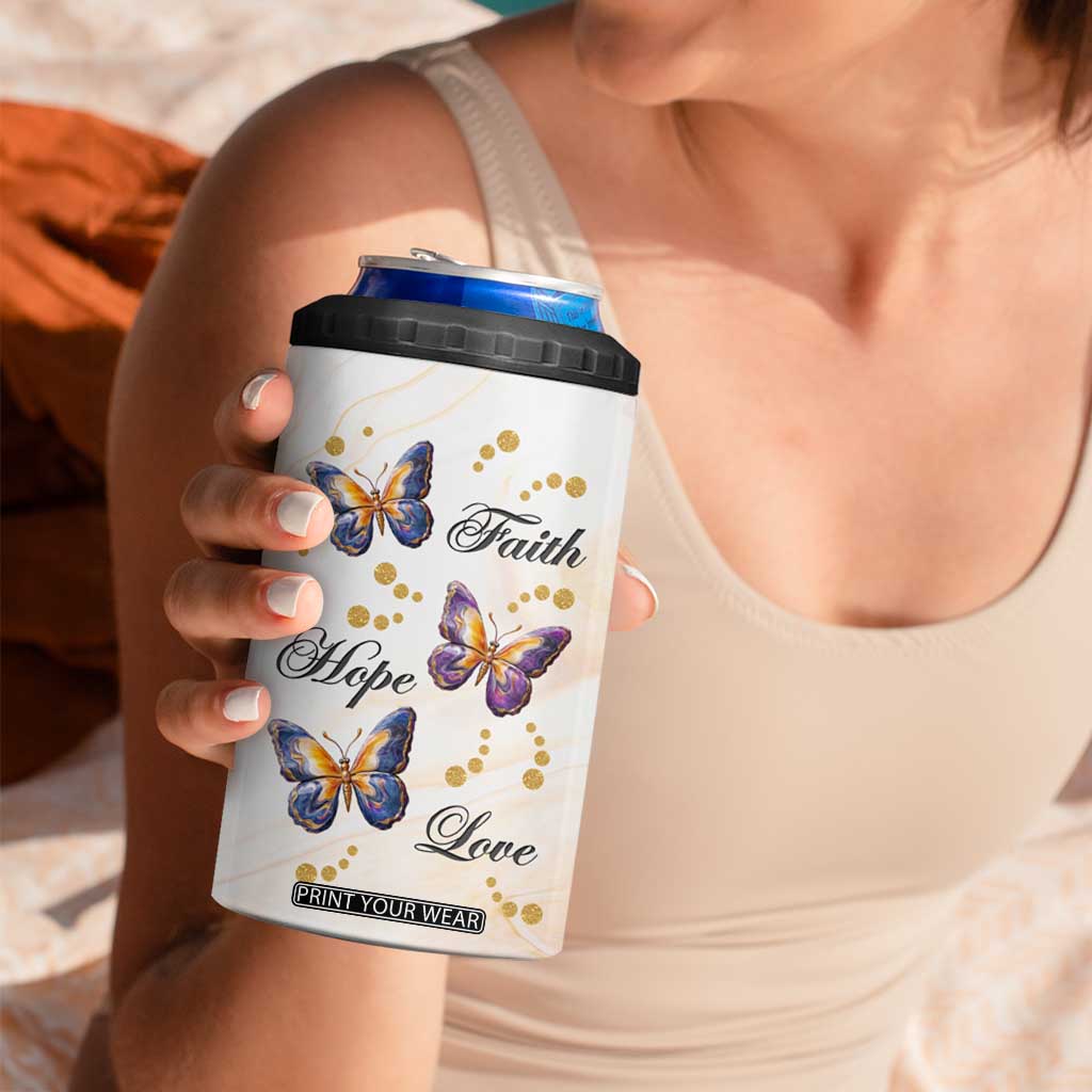 Butterfly Faith Hope Love 4 in 1 Can Cooler Tumbler Personalized TS04 Print Your Wear