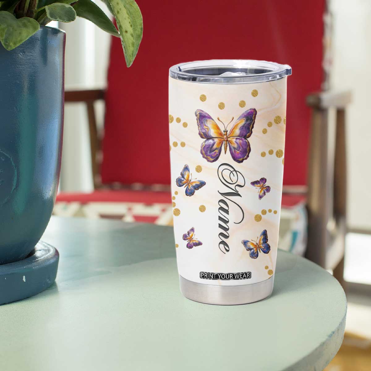 Butterfly Faith Hope Love Tumbler Cup Personalized TS04 Print Your Wear