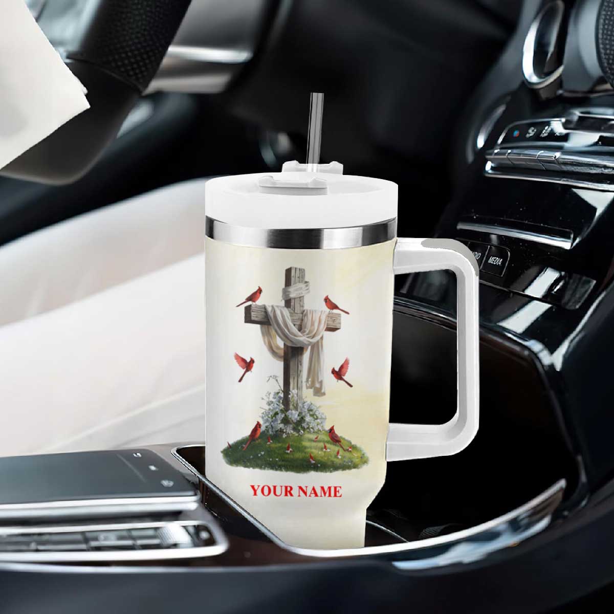 Faith I Can Only Imagine Cardinal Tumbler With Handle Personalized TS04 Print Your Wear