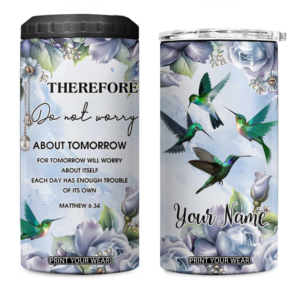 Hummingbird Faith 4 in 1 Can Cooler Tumbler Personalized TS04 One Size: 16 oz Multicolor Print Your Wear