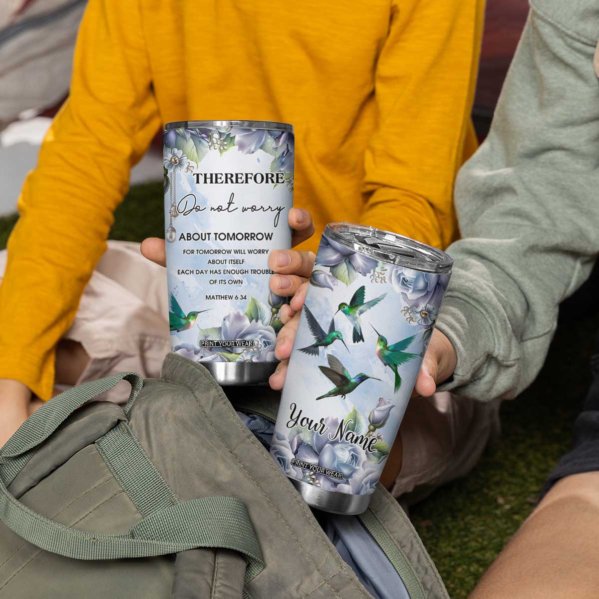 Hummingbird Faith Tumbler Cup Personalized TS04 Print Your Wear