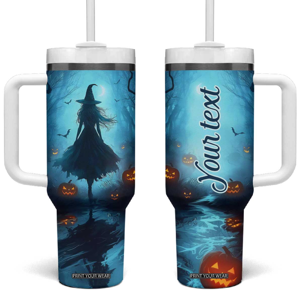 Halloween Witch Into The Woods Tumbler With Handle Personalized TS04 One Size: 40 oz Multicolor Print Your Wear
