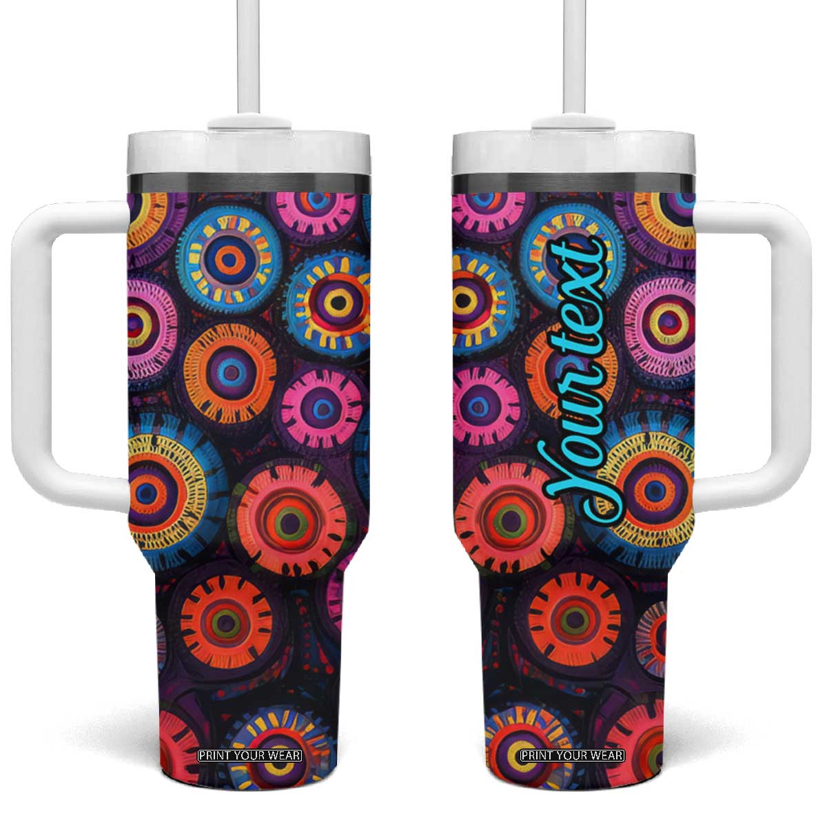 Crochet Pattern Tumbler With Handle Personalized TS04 One Size: 40 oz Multicolor Print Your Wear