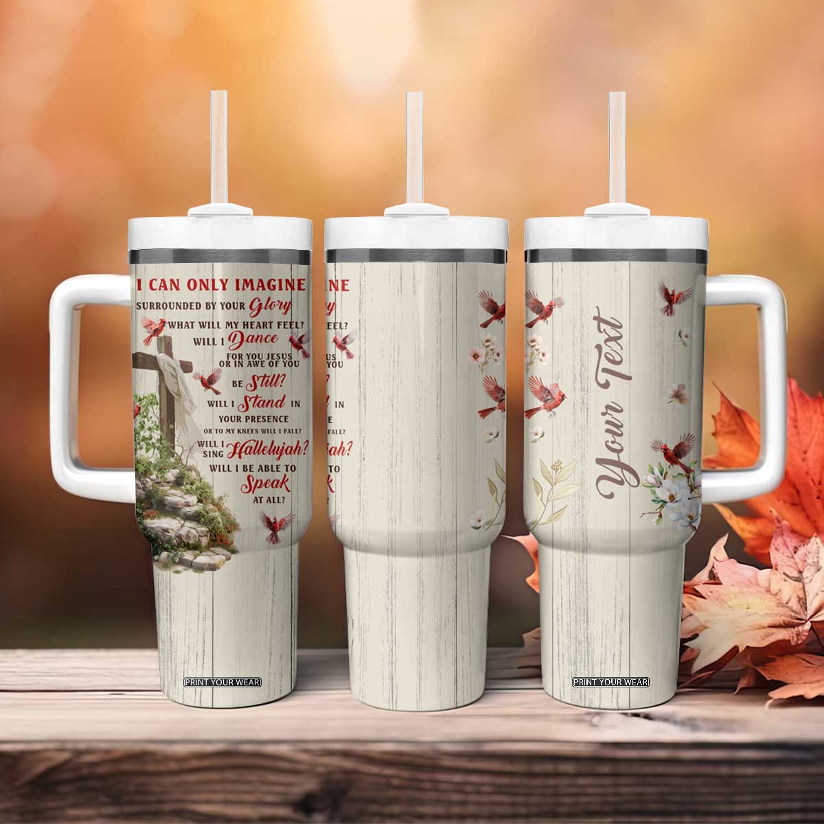 Cardinal Bird Faith Imagine Personalized Tumbler With Handle TS04 Print Your Wear