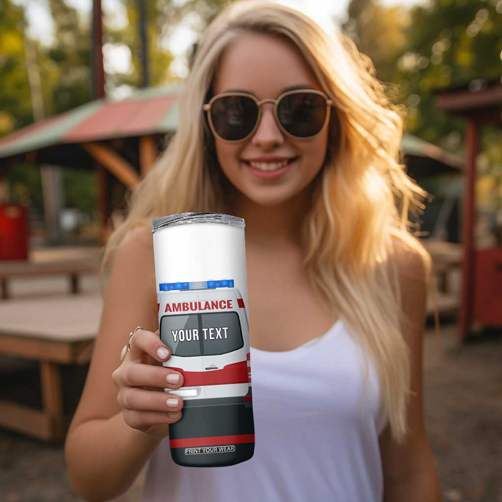 Ambulance Head And Back Personalized Skinny Tumbler TS04 Print Your Wear