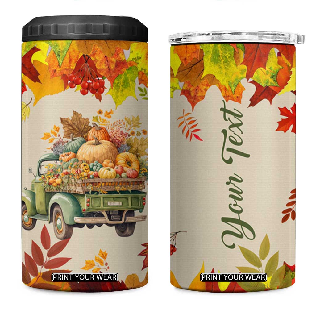 Pumpkin Truck Autumn Personalized 4 in 1 Can Cooler Tumbler TS04 One Size: 16 oz Multicolor Print Your Wear