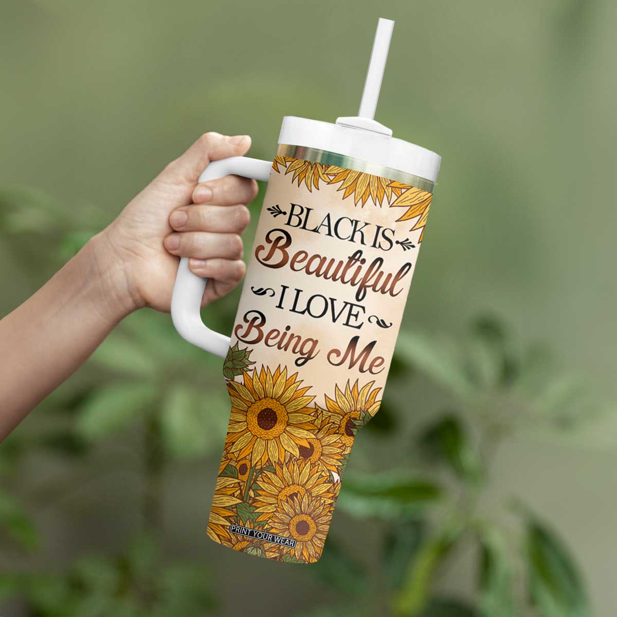 Black Is Beautiful I Love Being Me Tumbler With Handle Personalized TS04 Print Your Wear