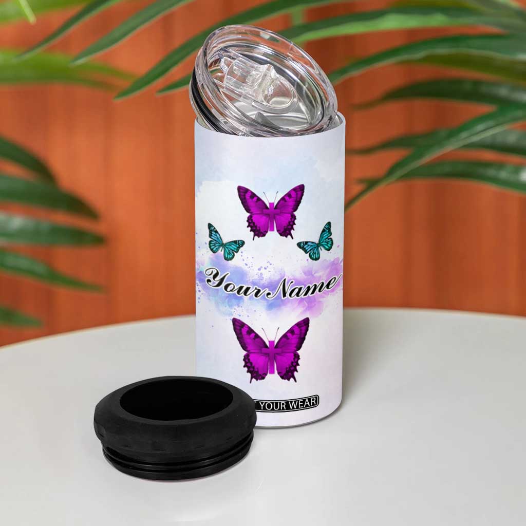 Walk By Faith Butterfly 4 in 1 Can Cooler Tumbler Personalized TS04 Print Your Wear