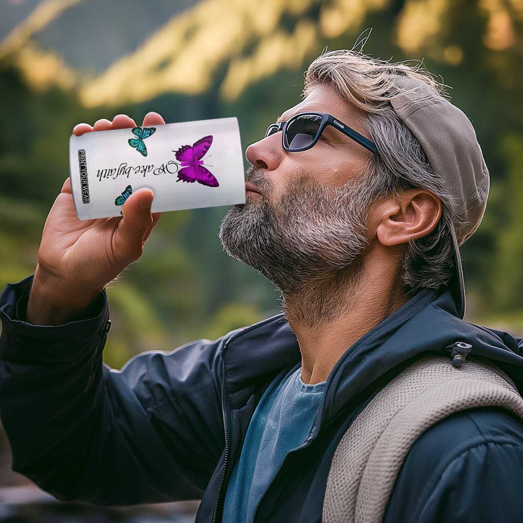 Walk By Faith Butterfly 4 in 1 Can Cooler Tumbler Personalized TS04 Print Your Wear