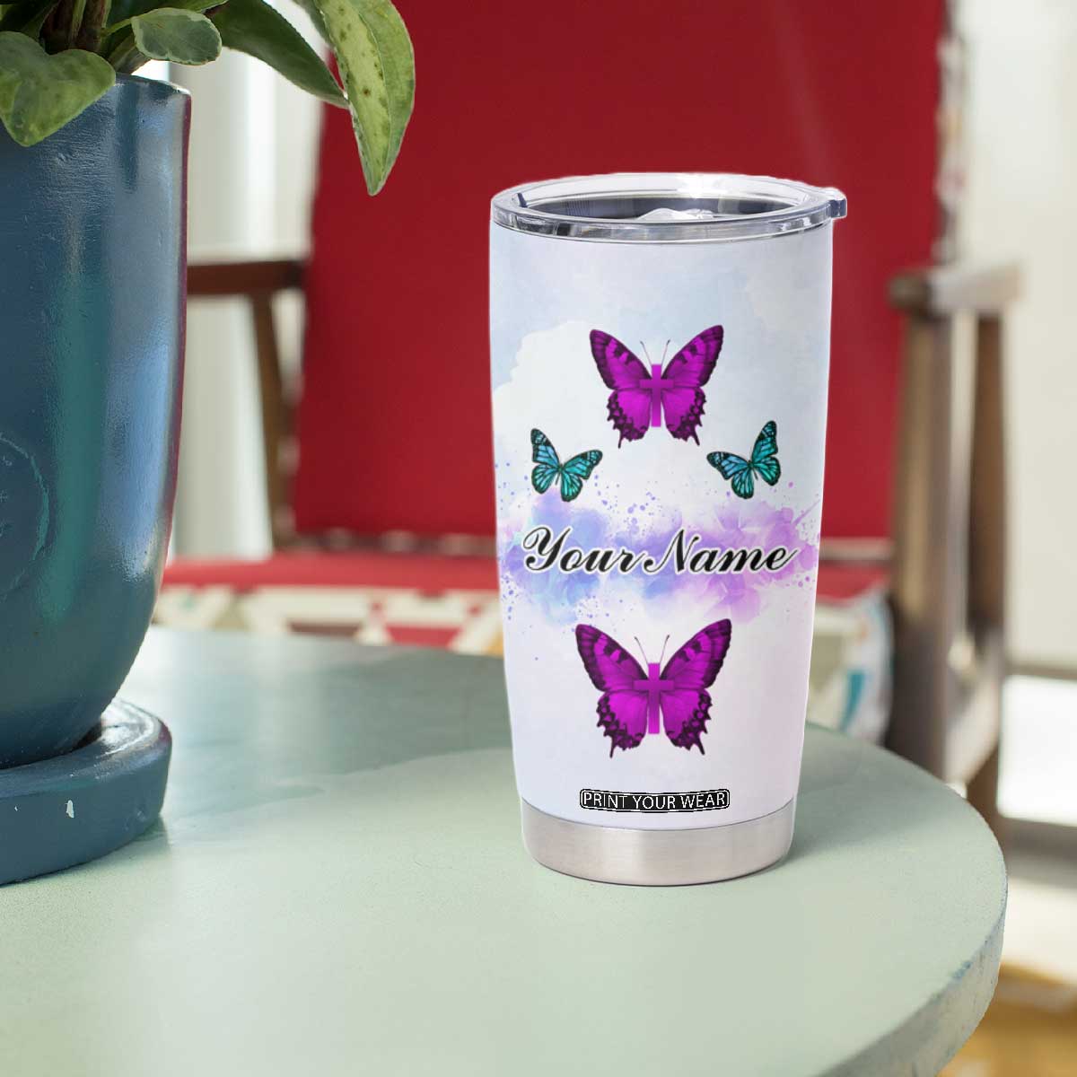 Walk By Faith Butterfly Tumbler Cup Personalized TS04 Print Your Wear