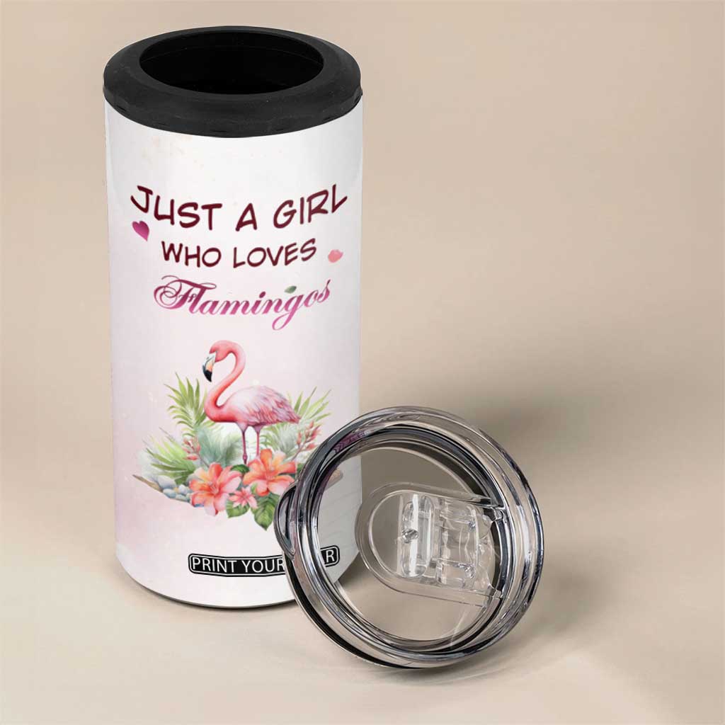 Just A Girl Who Loves Flamingos 4 in 1 Can Cooler Tumbler Personalized TS04 Print Your Wear