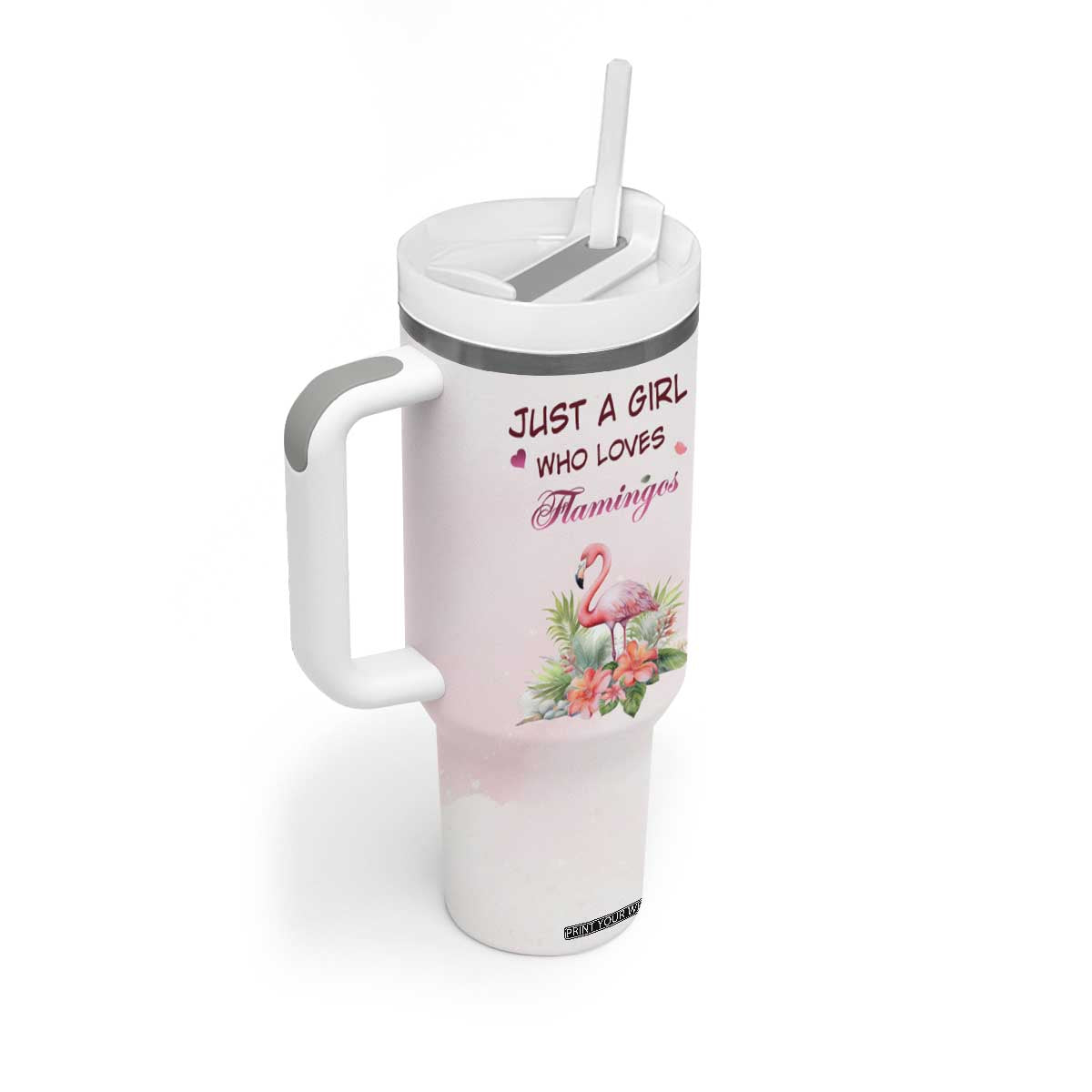 Just A Girl Who Loves Flamingos Tumbler With Handle Personalized TS04 Print Your Wear