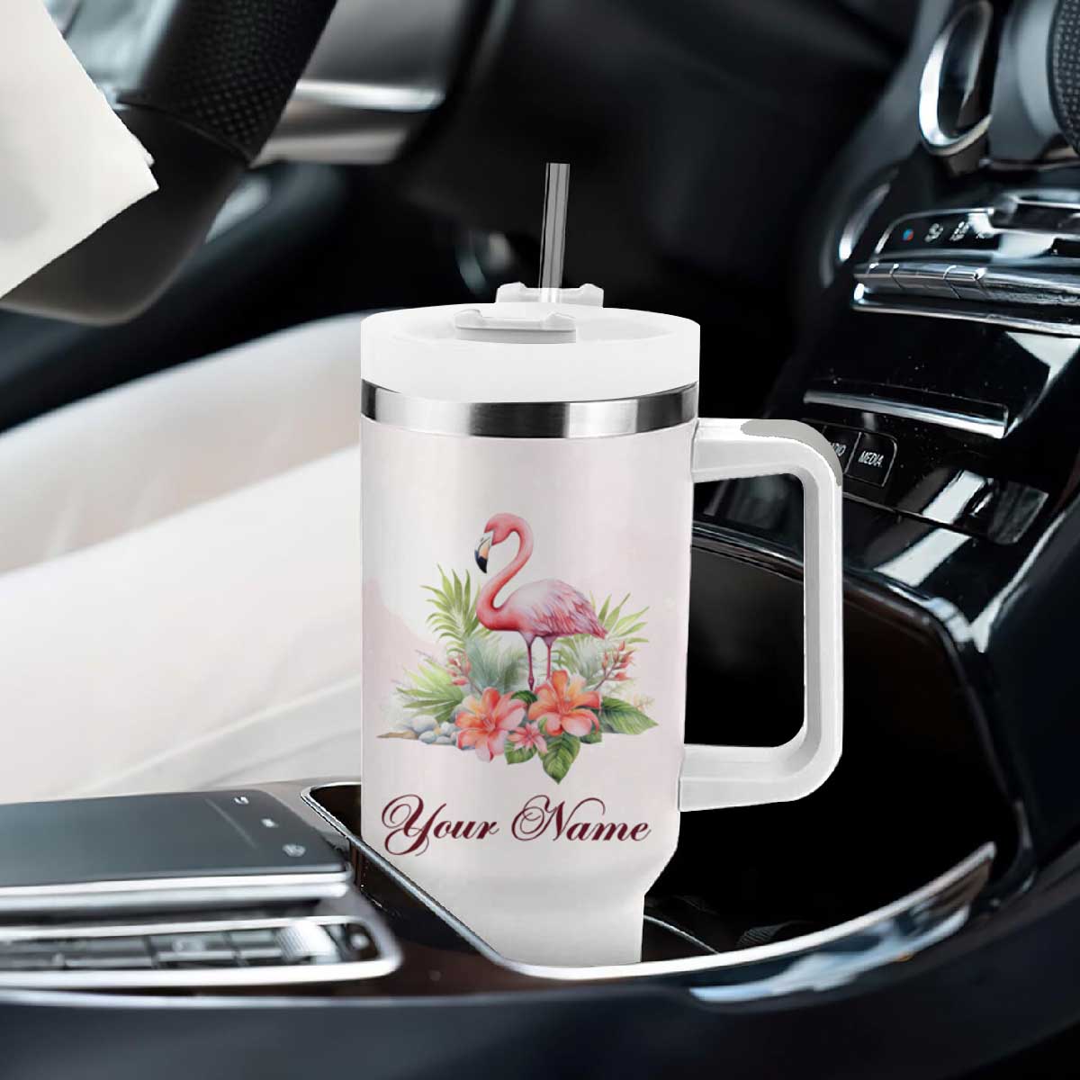 Just A Girl Who Loves Flamingos Tumbler With Handle Personalized TS04 Print Your Wear