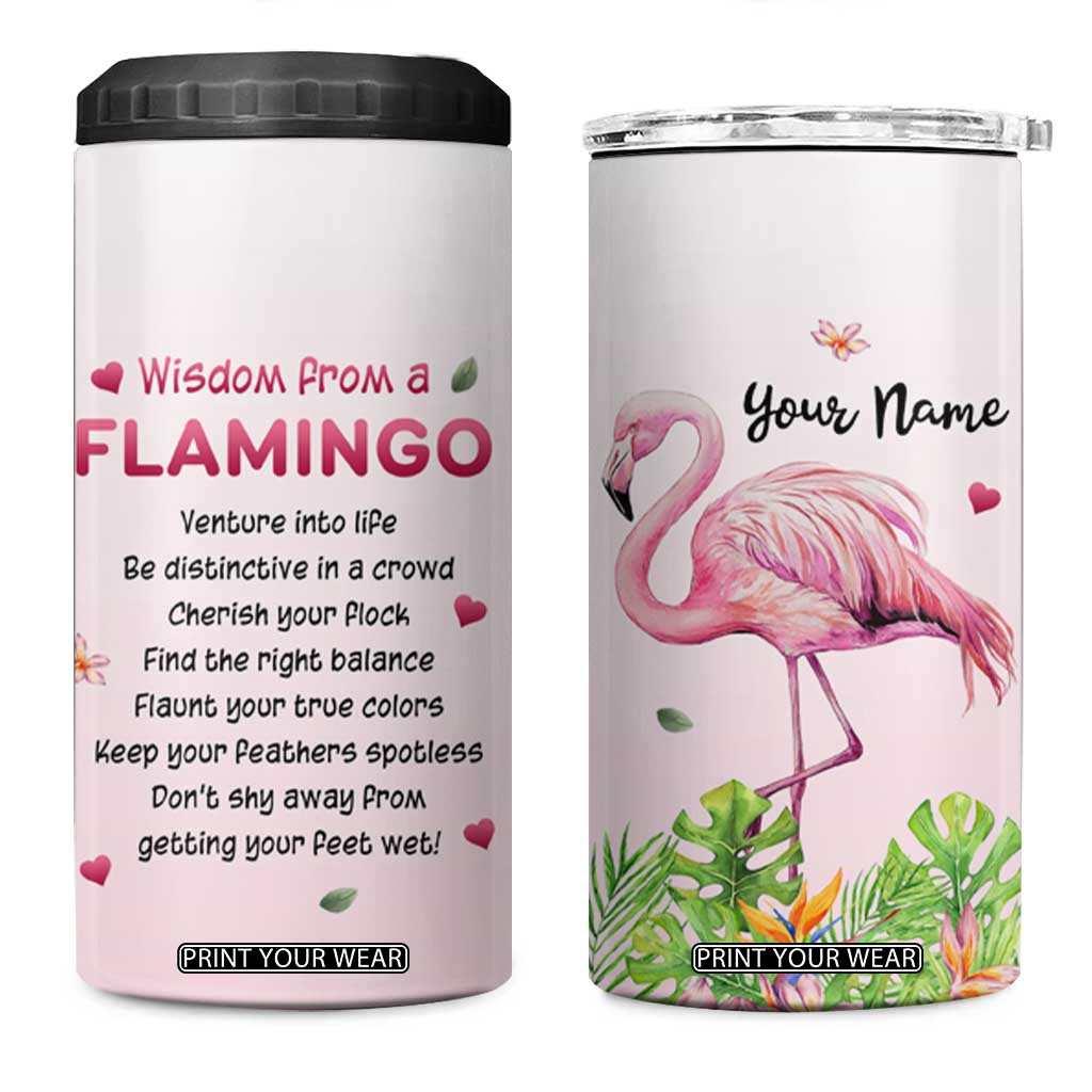 Wisdom From A Flamingo 4 in 1 Can Cooler Tumbler Personalized TS04 One Size: 16 oz Multicolor Print Your Wear