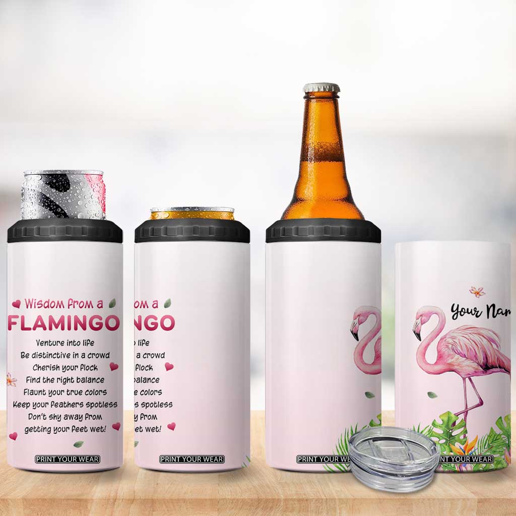 Wisdom From A Flamingo 4 in 1 Can Cooler Tumbler Personalized TS04 Print Your Wear