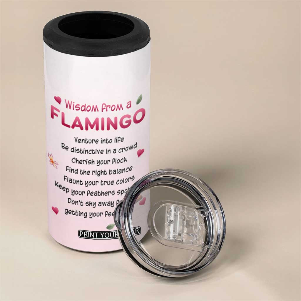 Wisdom From A Flamingo 4 in 1 Can Cooler Tumbler Personalized TS04 Print Your Wear