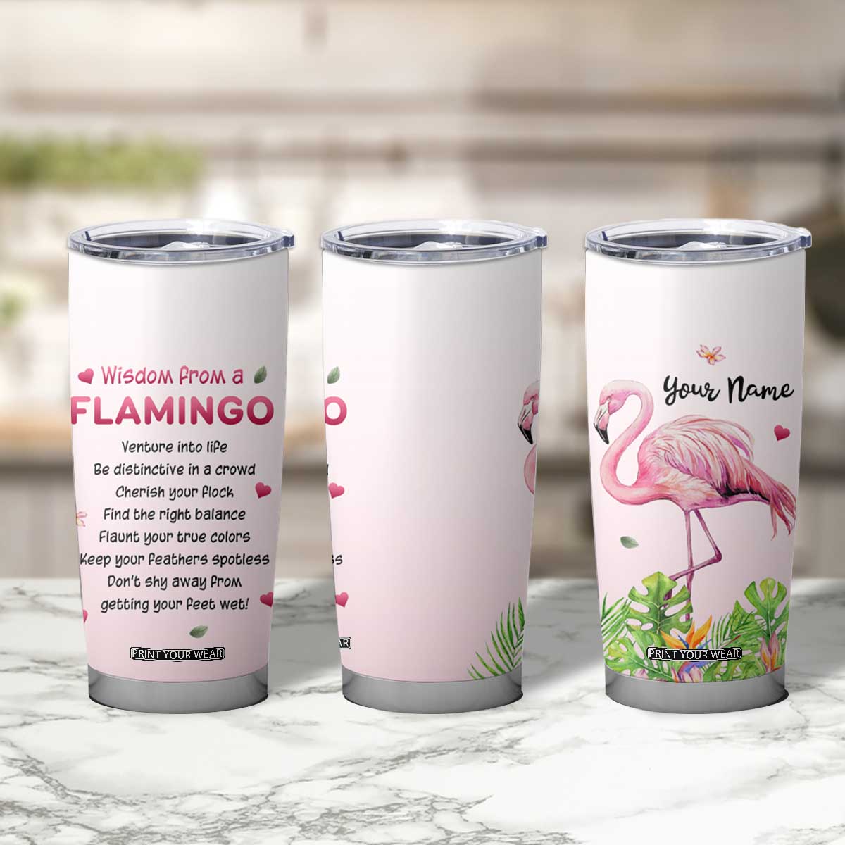 Wisdom From A Flamingo Tumbler Cup Personalized TS04 Print Your Wear