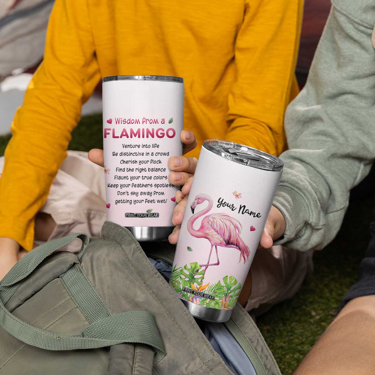 Wisdom From A Flamingo Tumbler Cup Personalized TS04 Print Your Wear