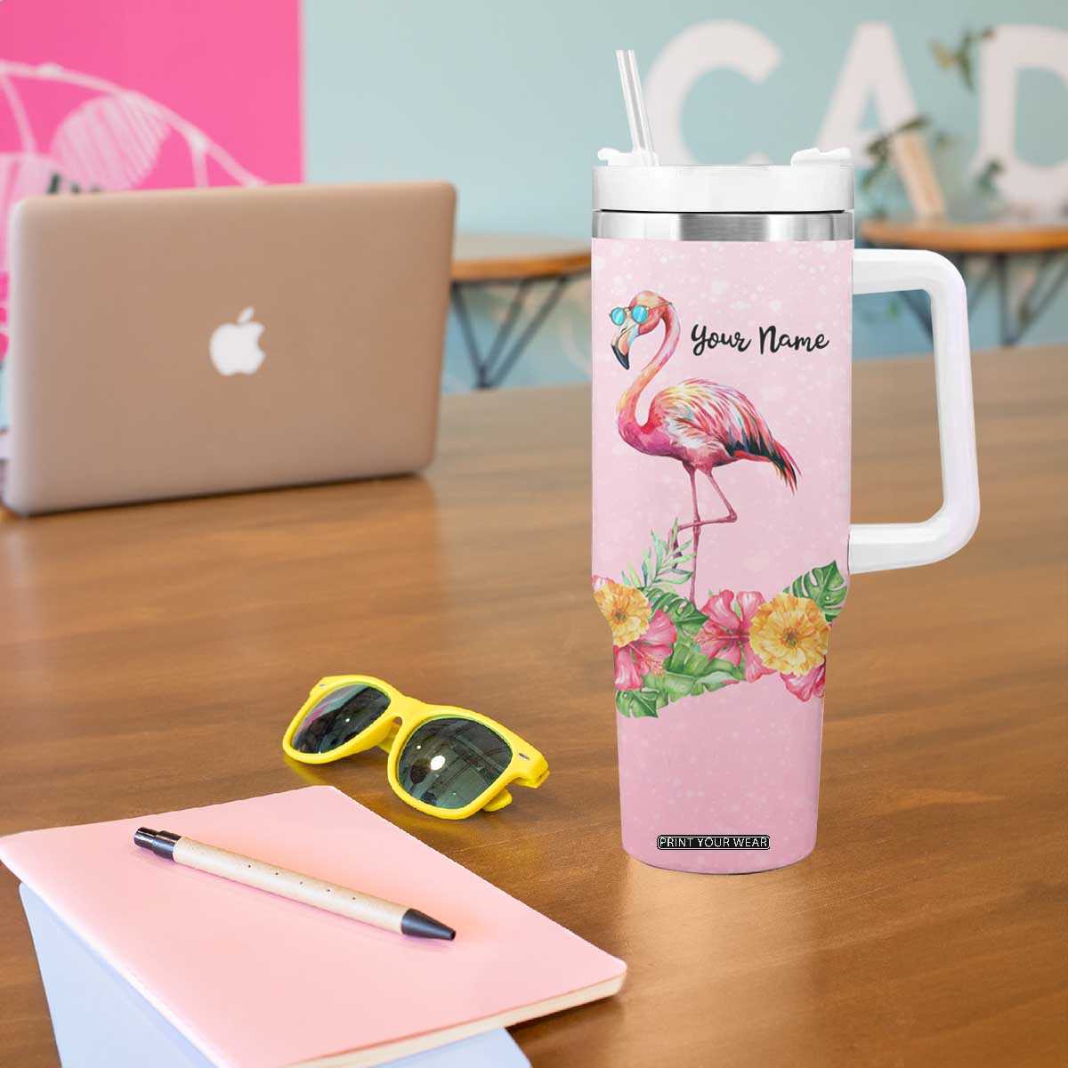 Flamingo Zero Flocks Given Tumbler With Handle Personalized TS04 Print Your Wear