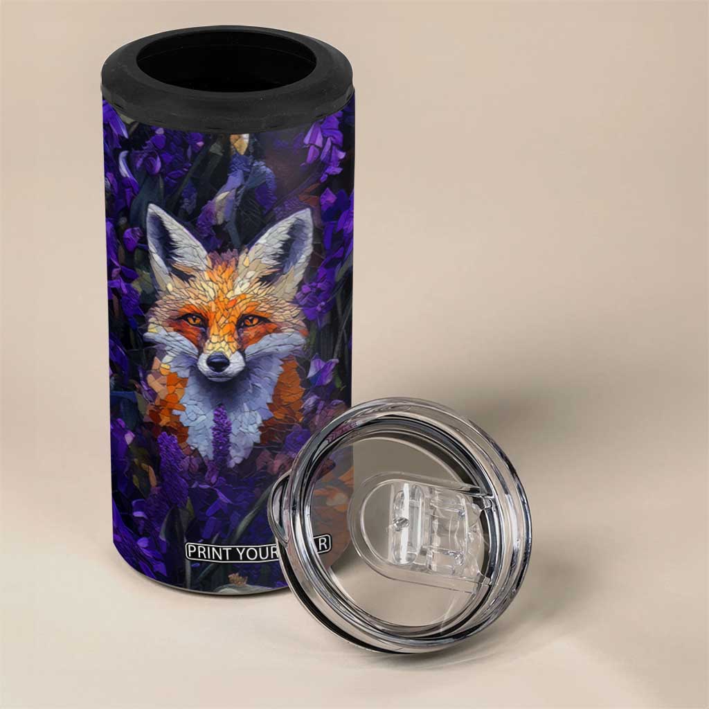 Fox Violet Crystal Mosaic 4 in 1 Can Cooler Tumbler Personalized TS04 Print Your Wear