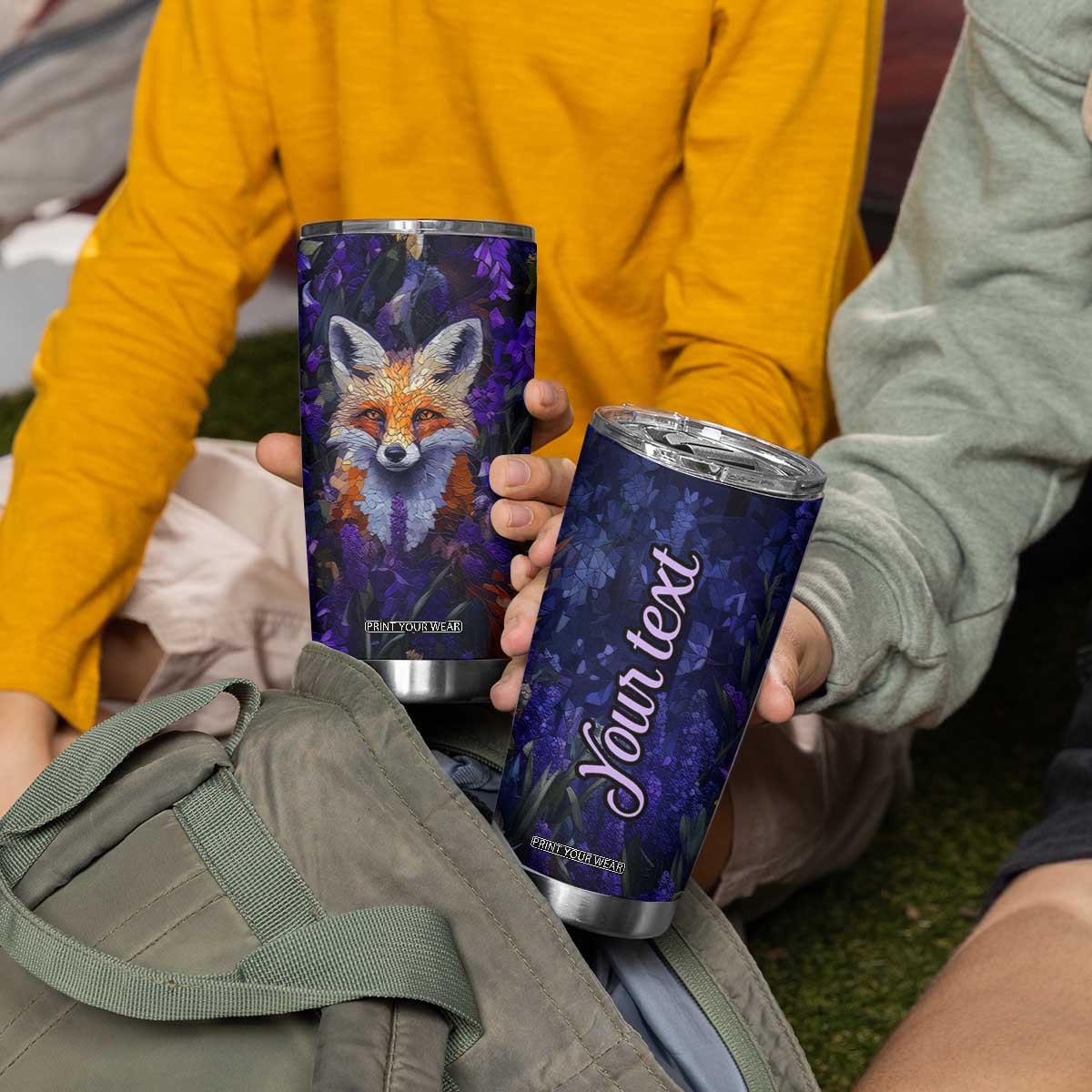 Fox Violet Crystal Mosaic Tumbler Cup Personalized TS04 Print Your Wear