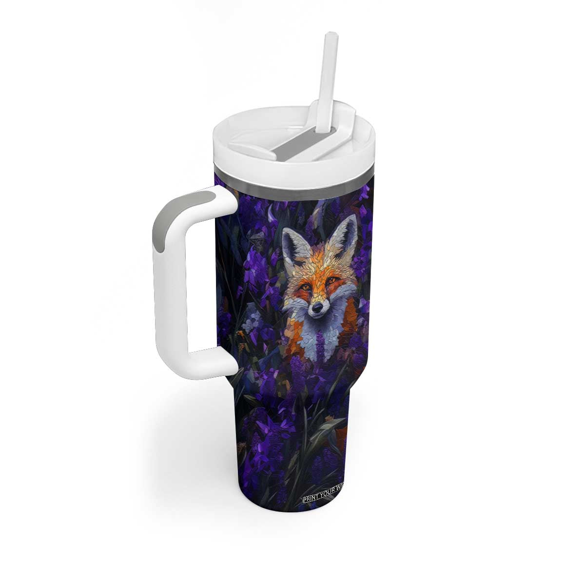 Fox Violet Crystal Mosaic Tumbler With Handle Personalized TS04 Print Your Wear