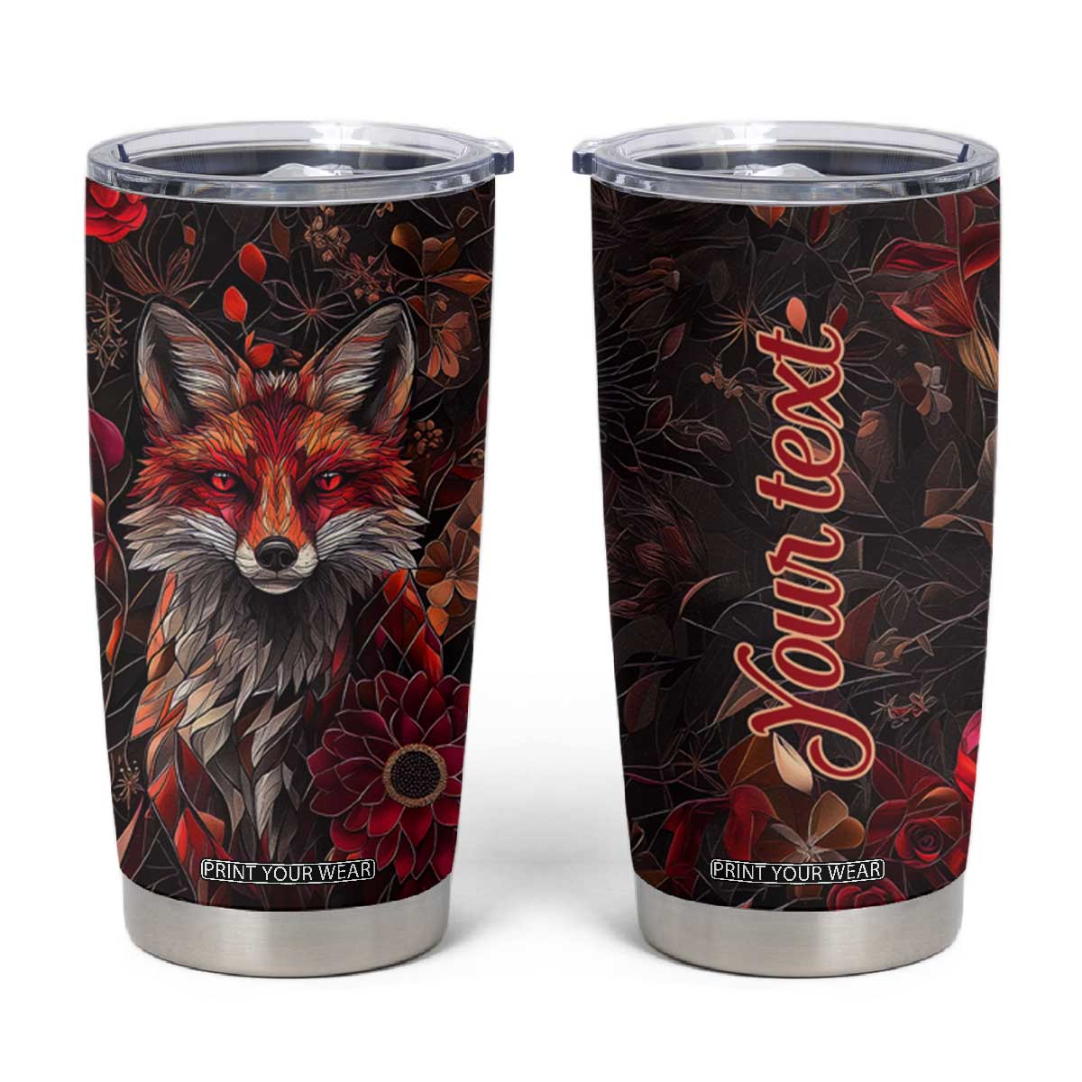 Fox Garnet Crystal Mosaic Tumbler Cup Personalized TS04 Multicolor Print Your Wear