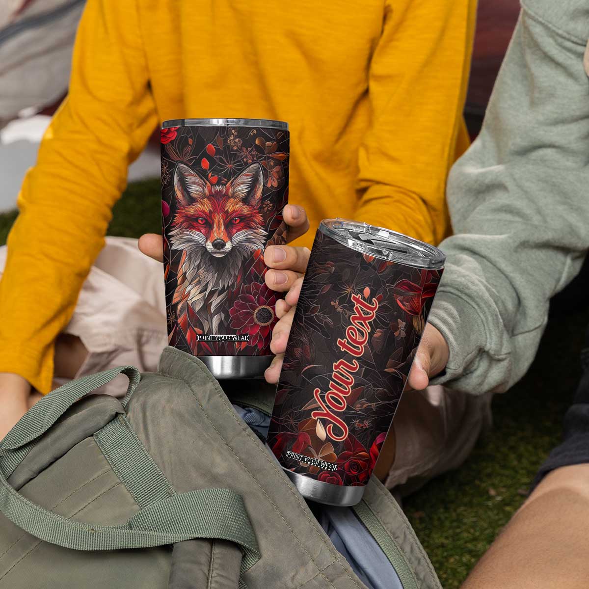 Fox Garnet Crystal Mosaic Tumbler Cup Personalized TS04 Print Your Wear