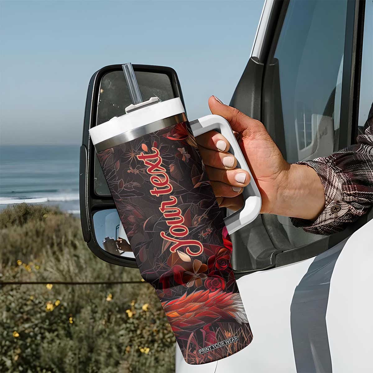 Fox Garnet Crystal Mosaic Tumbler With Handle Personalized TS04 Print Your Wear