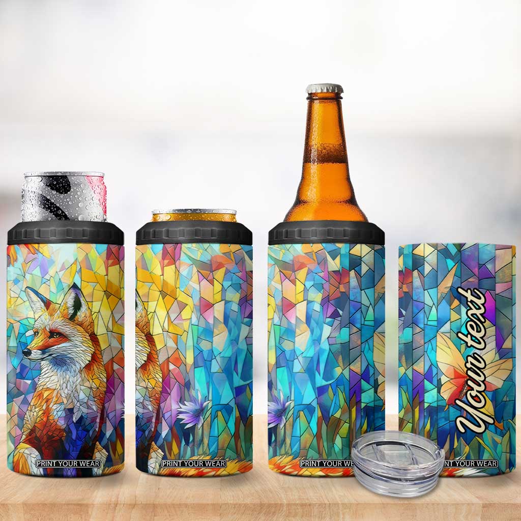 Fox Colorful Crystal Mosaic 4 in 1 Can Cooler Tumbler Personalized TS04 Print Your Wear