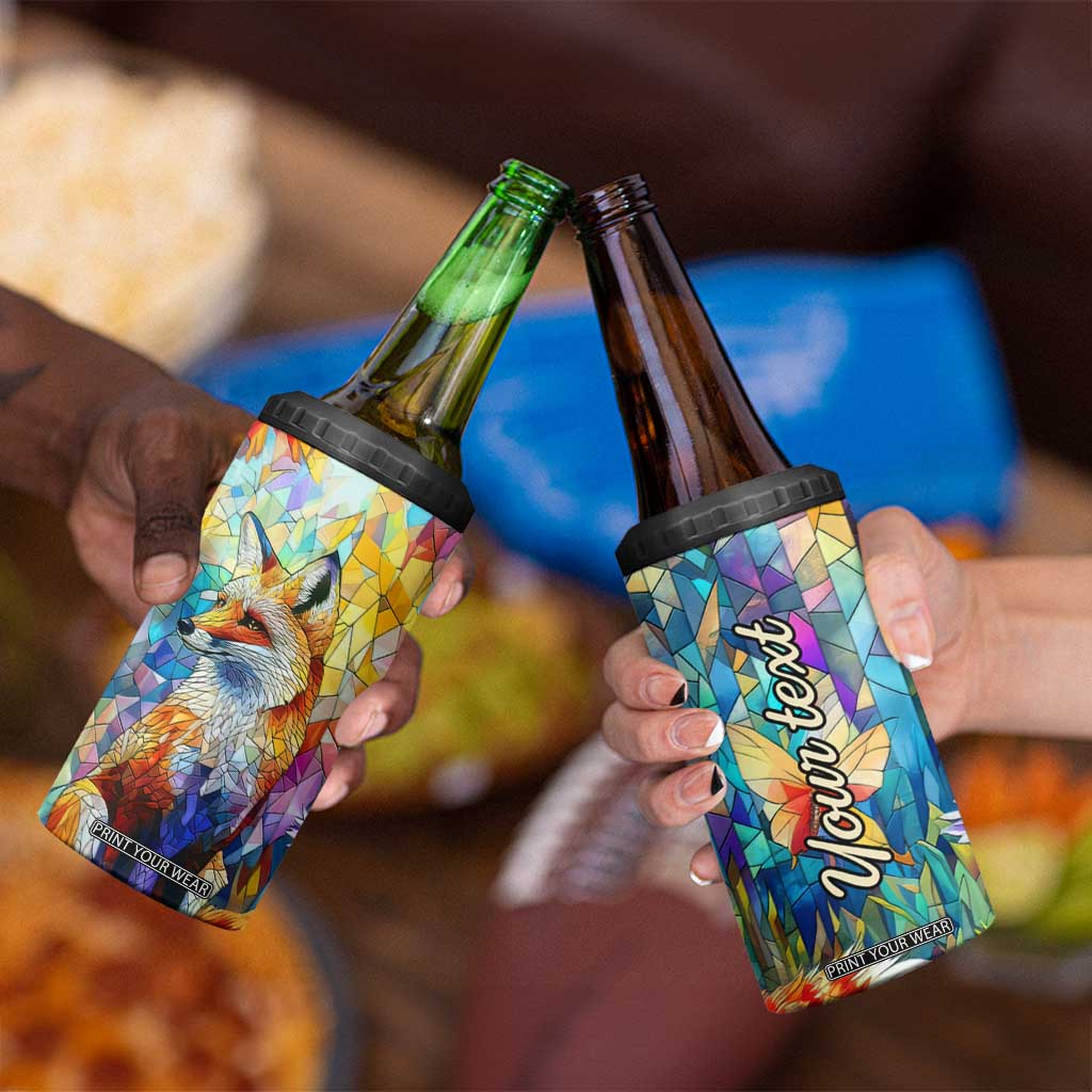 Fox Colorful Crystal Mosaic 4 in 1 Can Cooler Tumbler Personalized TS04 Print Your Wear