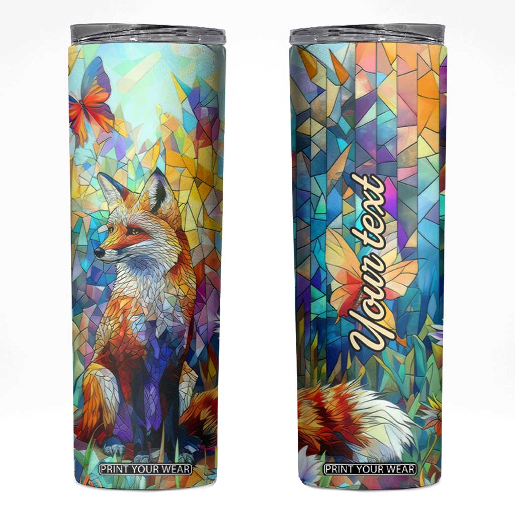 Fox Colorful Crystal Mosaic Skinny Tumbler Personalized TS04 Multicolor Print Your Wear