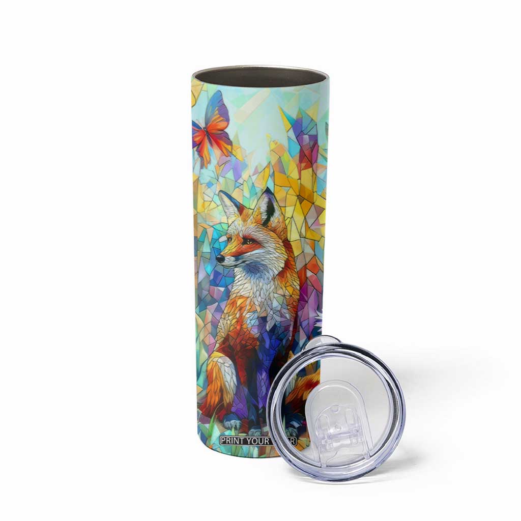 Fox Colorful Crystal Mosaic Skinny Tumbler Personalized TS04 Print Your Wear