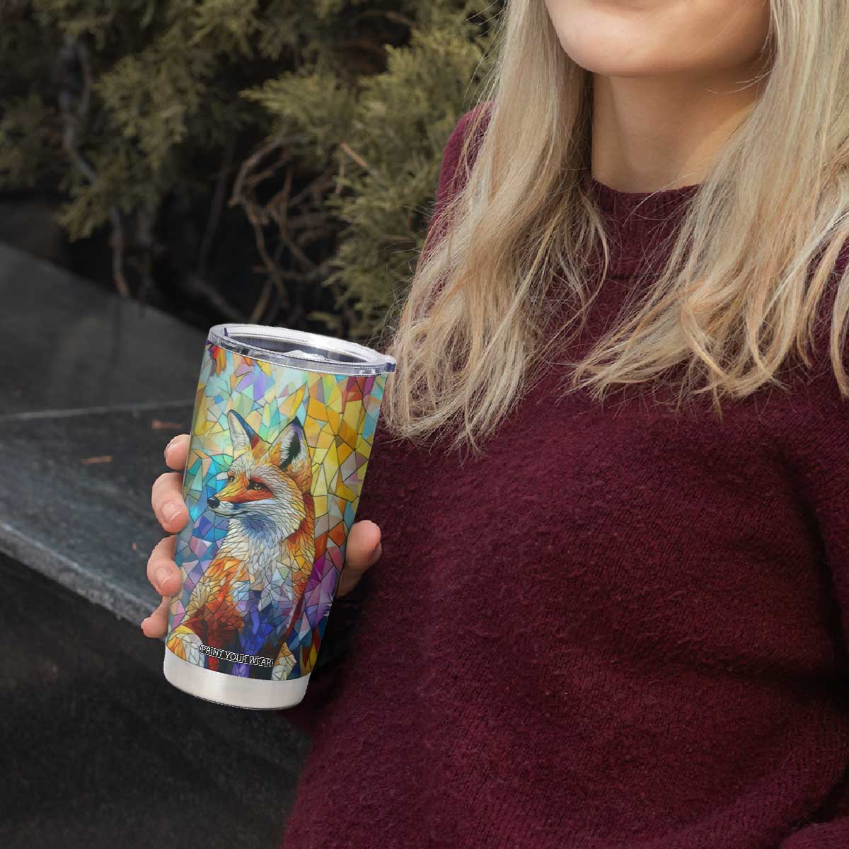 Fox Colorful Crystal Mosaic Tumbler Cup Personalized TS04 Print Your Wear