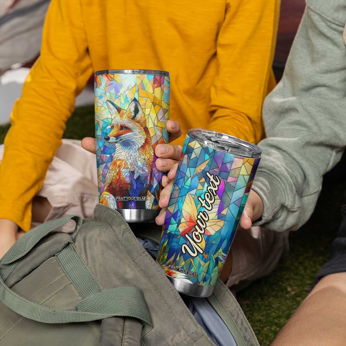 Fox Colorful Crystal Mosaic Tumbler Cup Personalized TS04 Print Your Wear