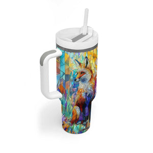 Fox Colorful Crystal Mosaic Tumbler With Handle Personalized TS04 Print Your Wear
