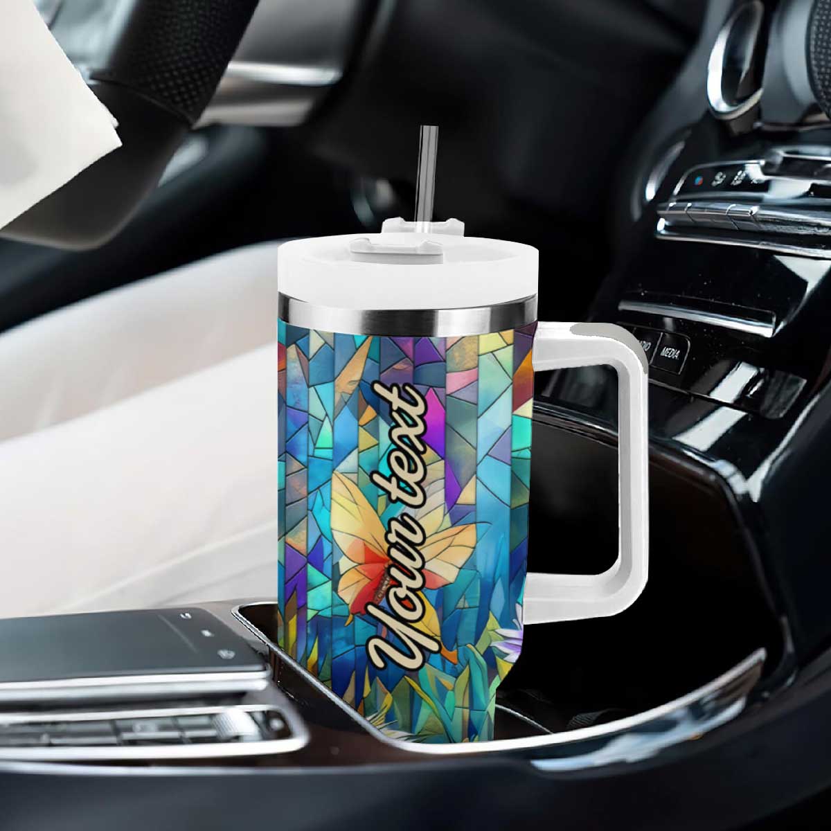 Fox Colorful Crystal Mosaic Tumbler With Handle Personalized TS04 Print Your Wear