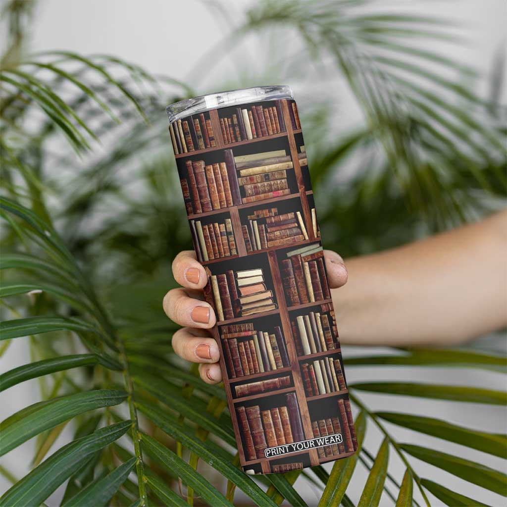 Vintage Book Pattern Skinny Tumbler Personalized TS04 Print Your Wear